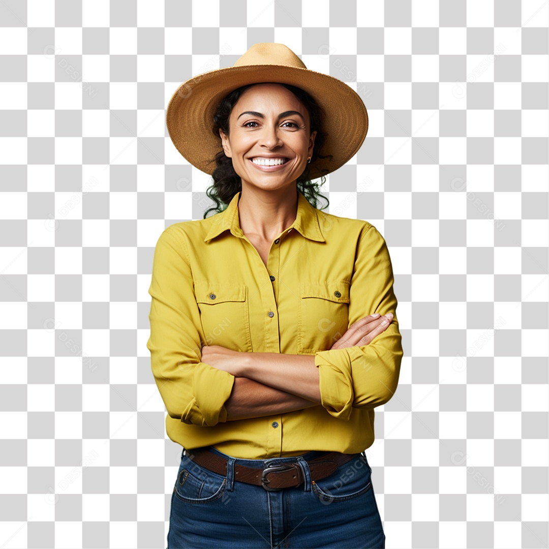 Fazendeira Sorrindo PNG Transparente