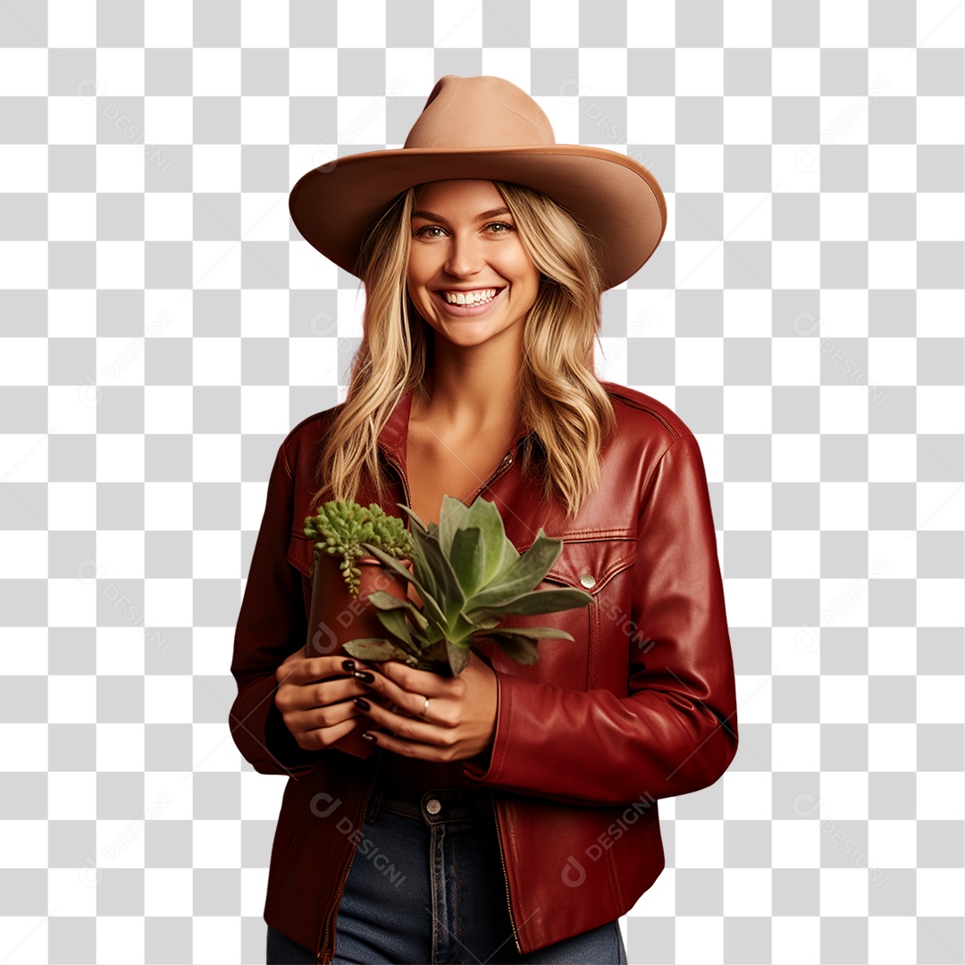 Fazendeira Sorrindo PNG Transparente