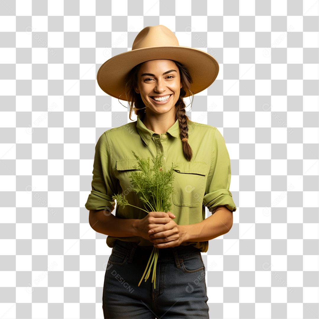 Fazendeira Sorrindo PNG Transparente