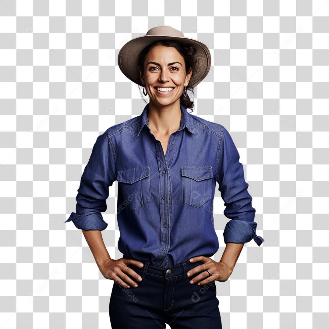 Fazendeira Sorrindo PNG Transparente