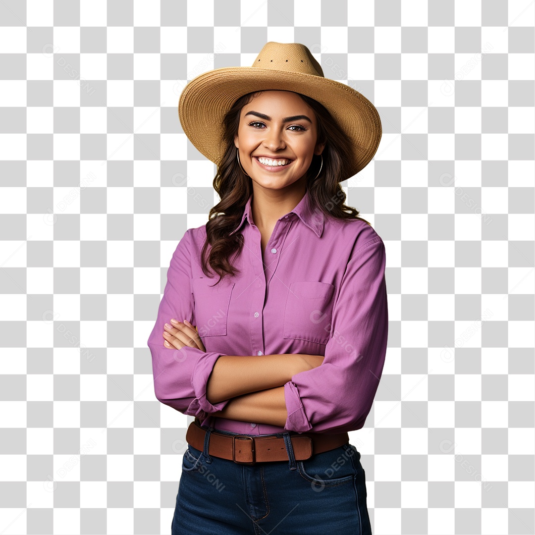 Fazendeira Sorrindo PNG Transparente