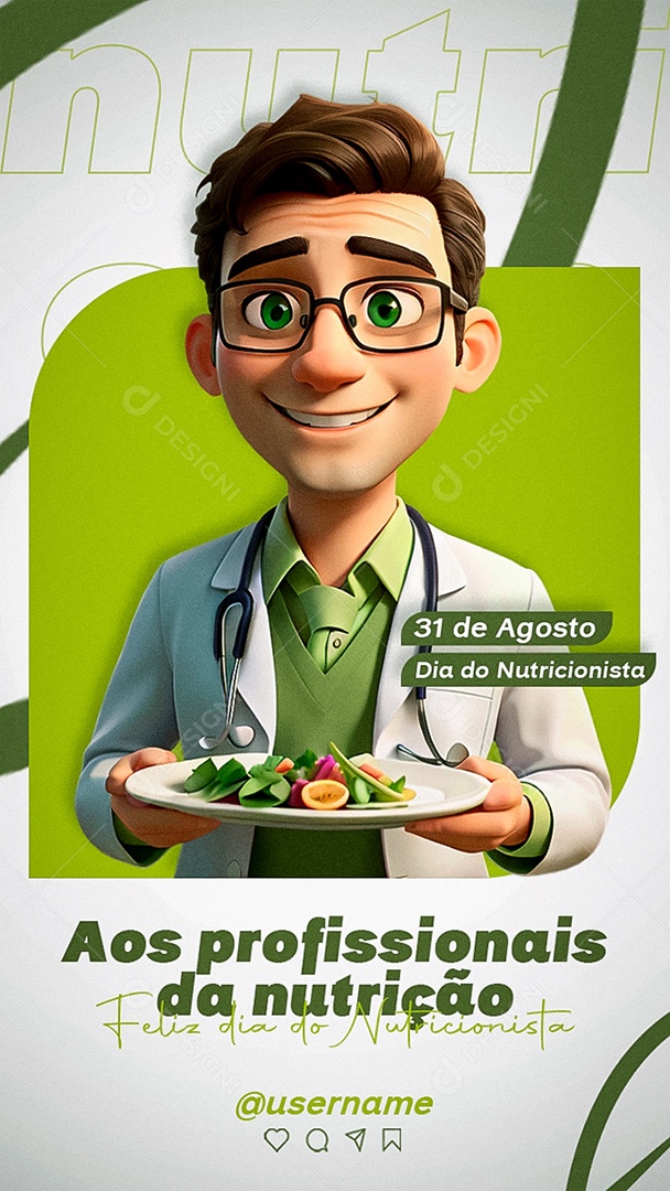 Story Aos Profissionais da Nutrição Feliz Dia Do Nutricionista 31 de Agosto Social Media PSD Editável