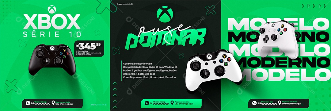 Carrossel Loja de Games Ouse Dominar Xbox Série 10 Social Media PSD Editável
