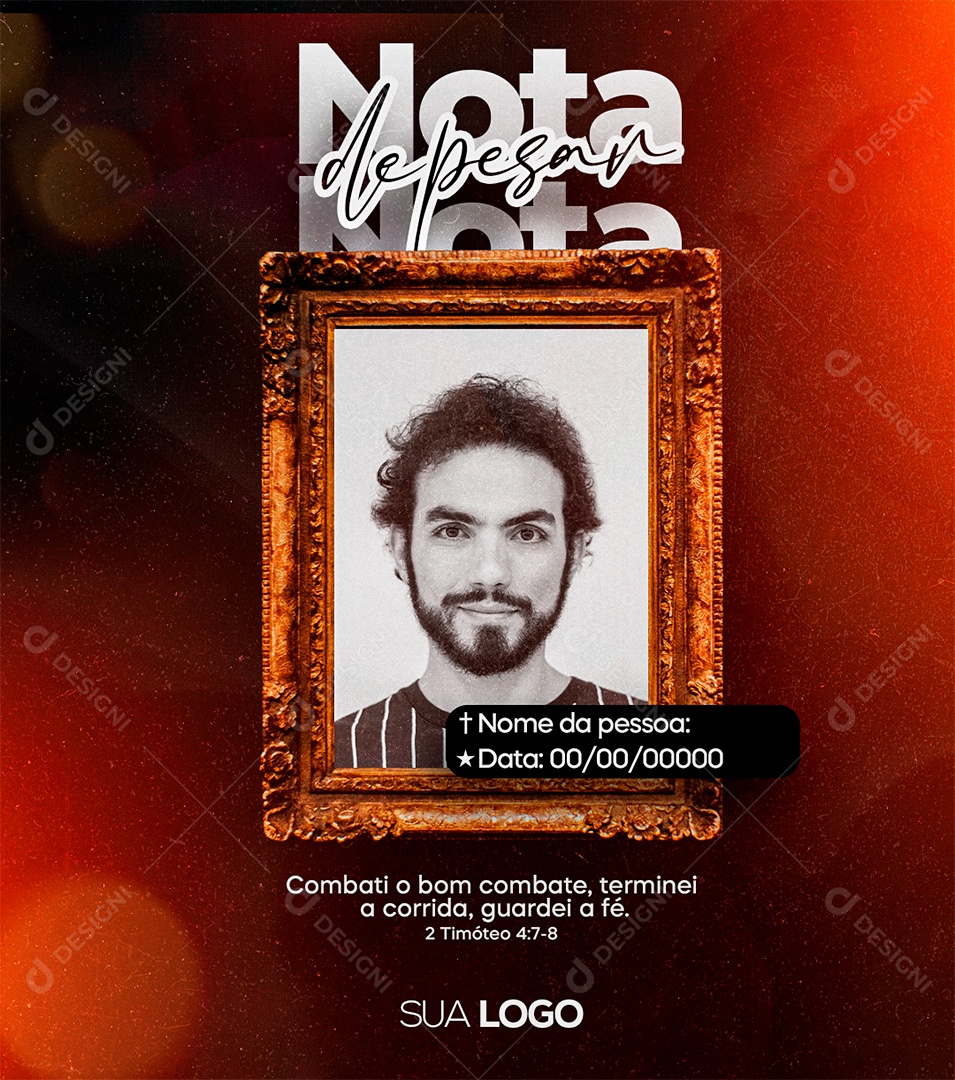 Nota de Pesar Luto Social Media PSD Editável