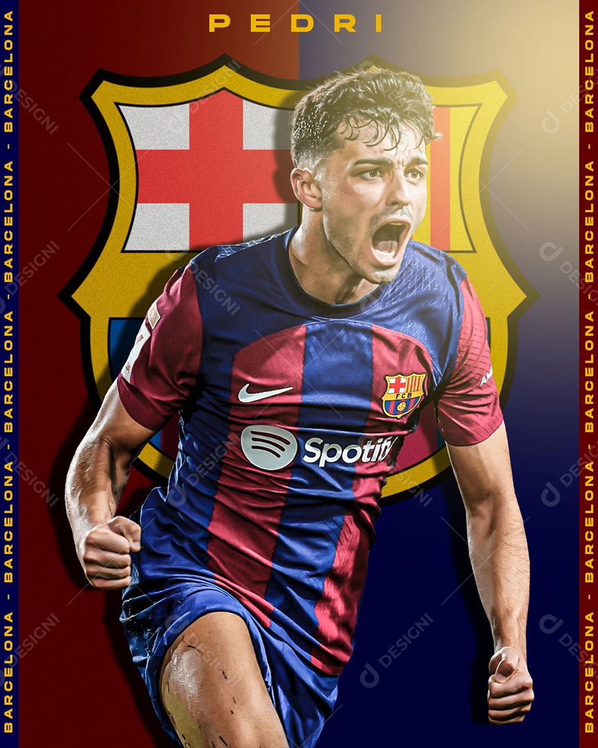 Social Media Futebol Jogador Pedri Barcelona PSD Editável