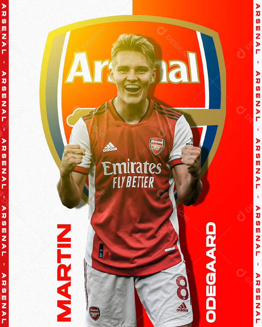 Social Media Futebol Jogador Martin Odegaard Arsenal PSD Editável
