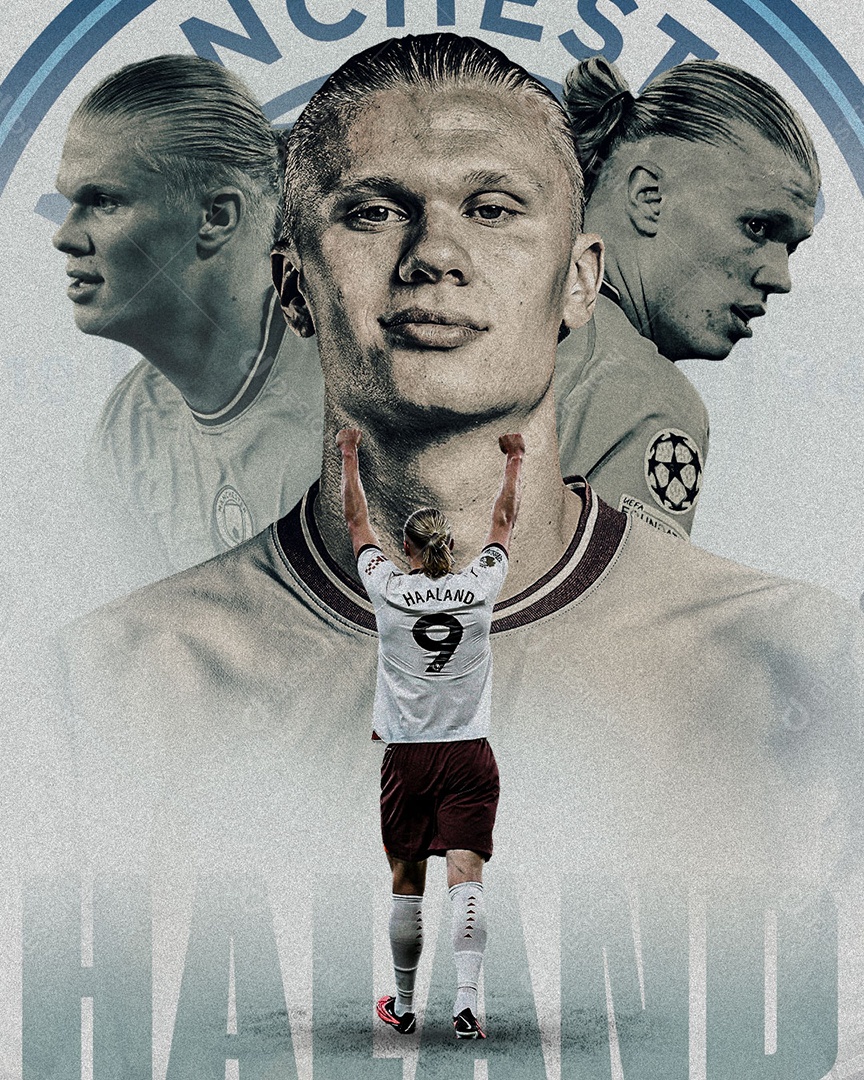 Futebol Jogador Haland Manchester City Social Media PSD Editável