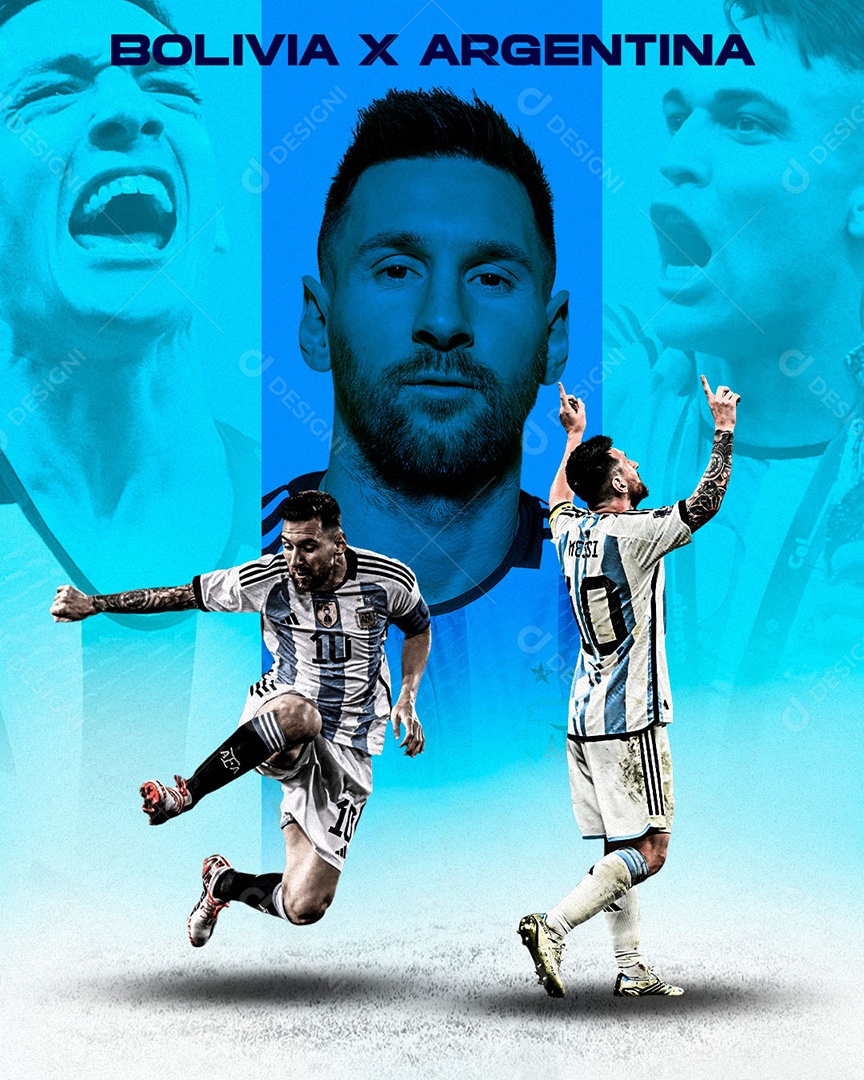 Social Media Futebol Bolívia X Argentina Jogador Messi PSD Editável