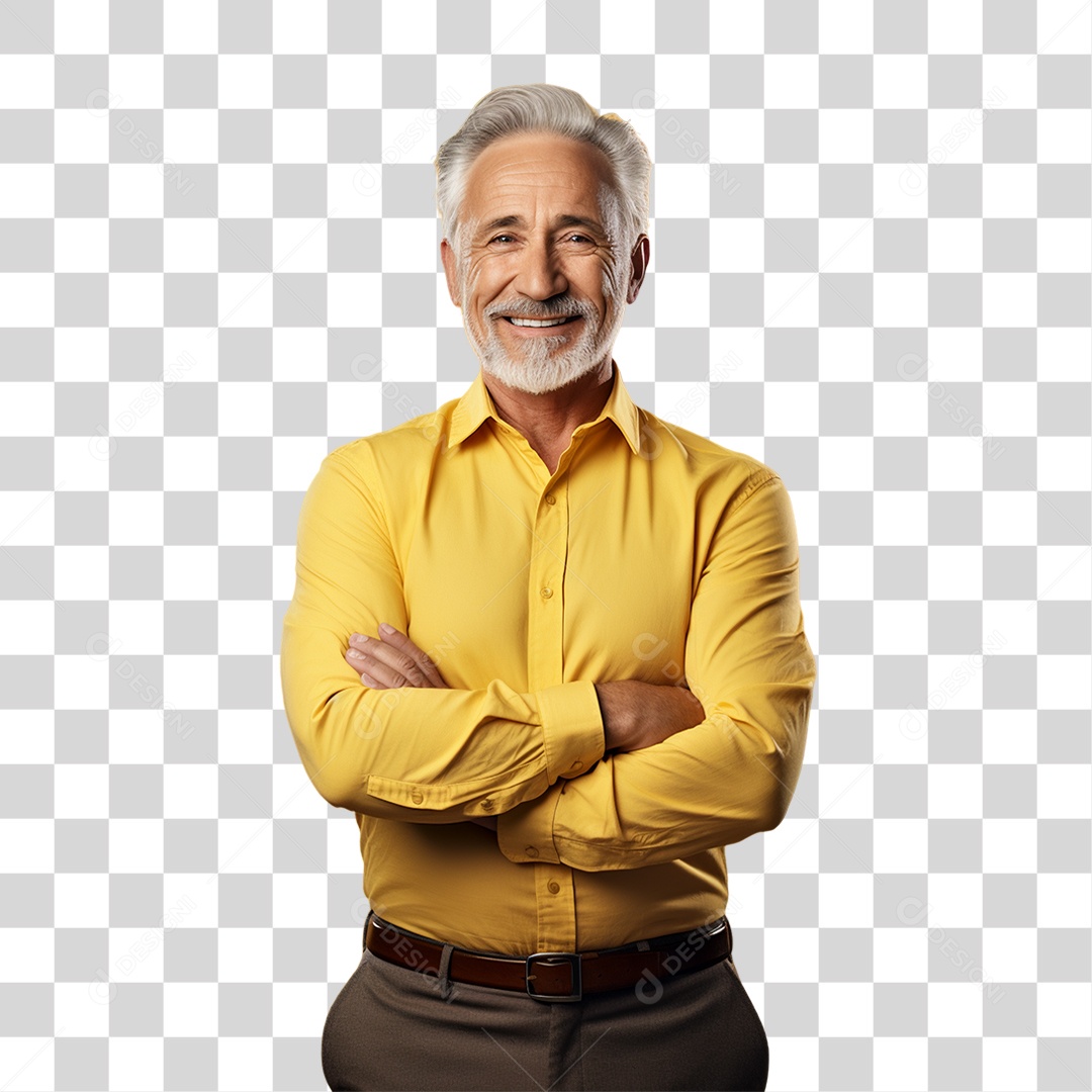 Homem de Amarelo com os Braços Cruzados PNG Transparente