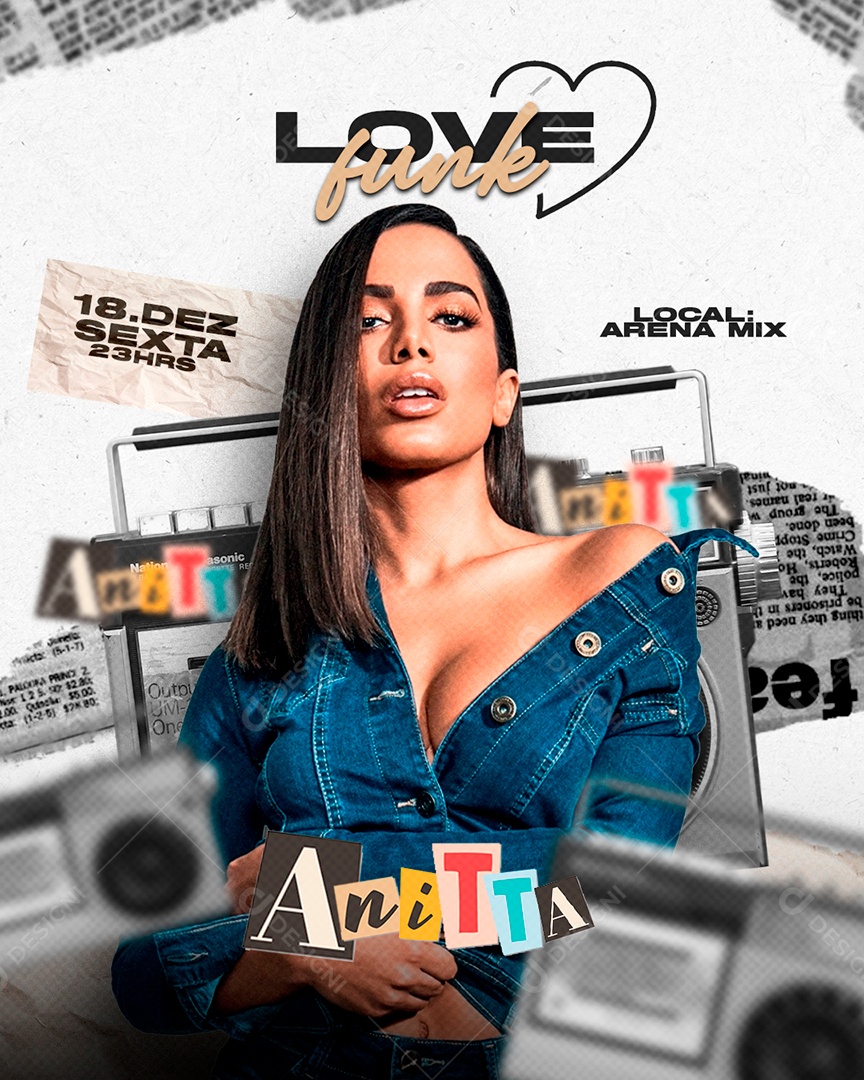 Love Funk Flyer Anitta Social Media PSD Editável