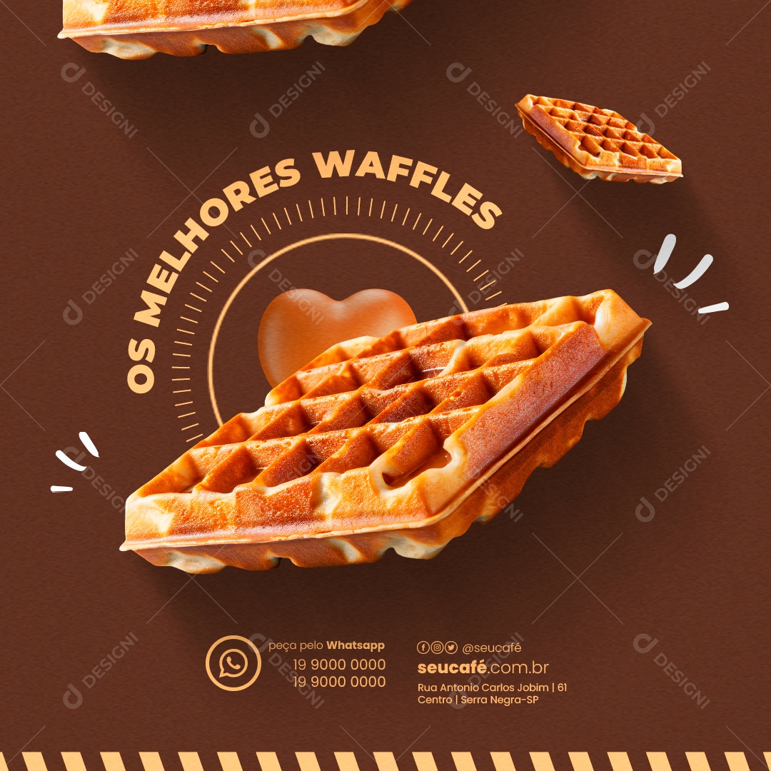 Cafeteria Os Melhores Waffles Social Media PSD Editável