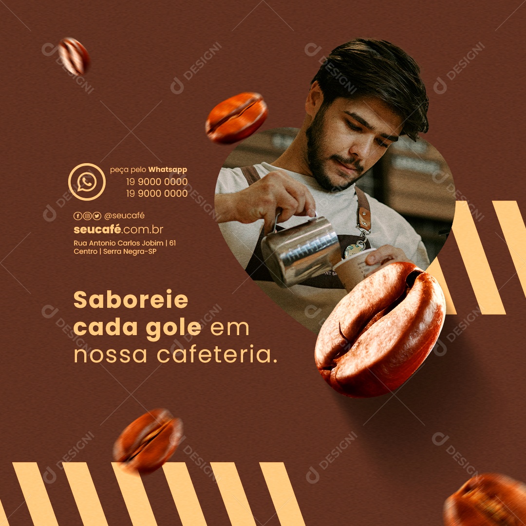 Saboreie Cada Gole em Nossa Cafeteria Social Media PSD Editável