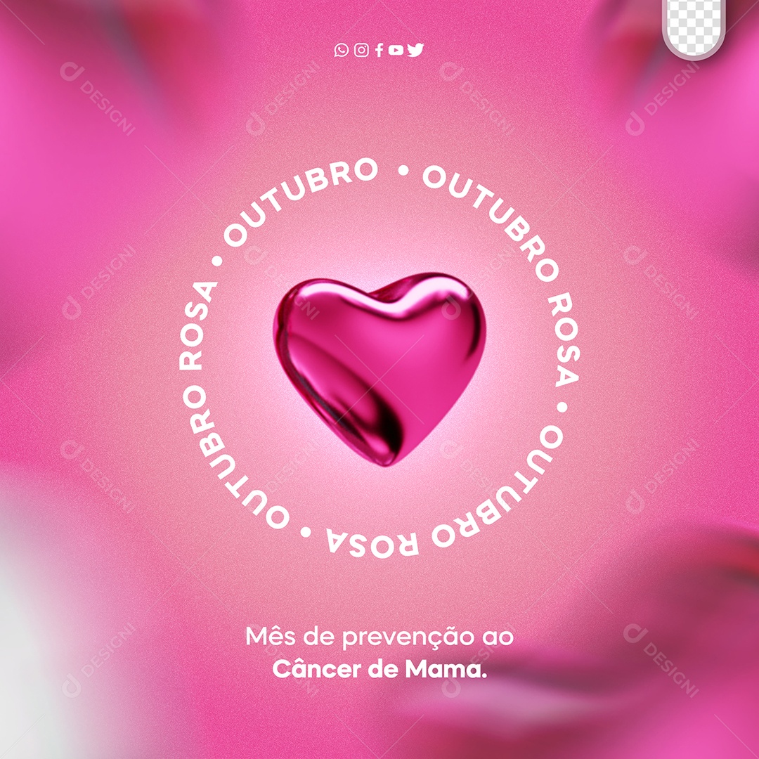 Social Media Outubro Rosa Prevenção ao Câncer De Mama PSD Editável