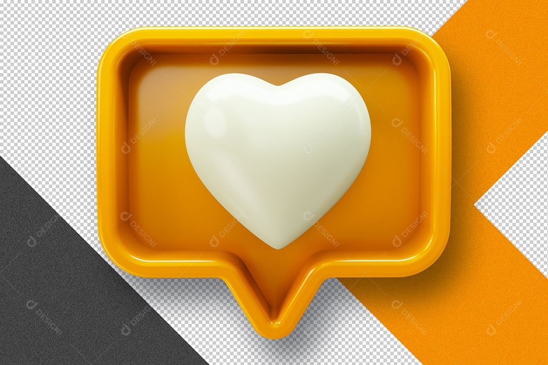 Emoji Like Coração Amarelo Elemento 3D Para Composição PSD