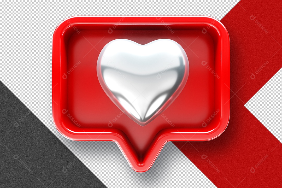Elemento 3D Emoji Like Coração Prata Para Composição PSD