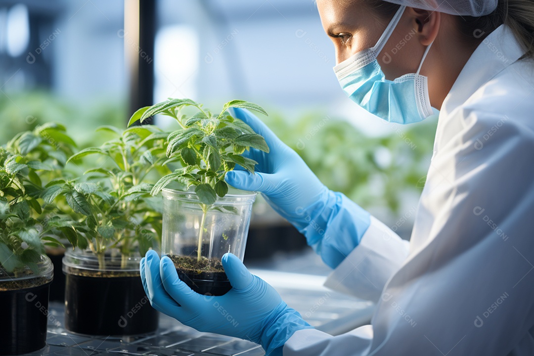 Jovem botânico pesquisador estudando plantas