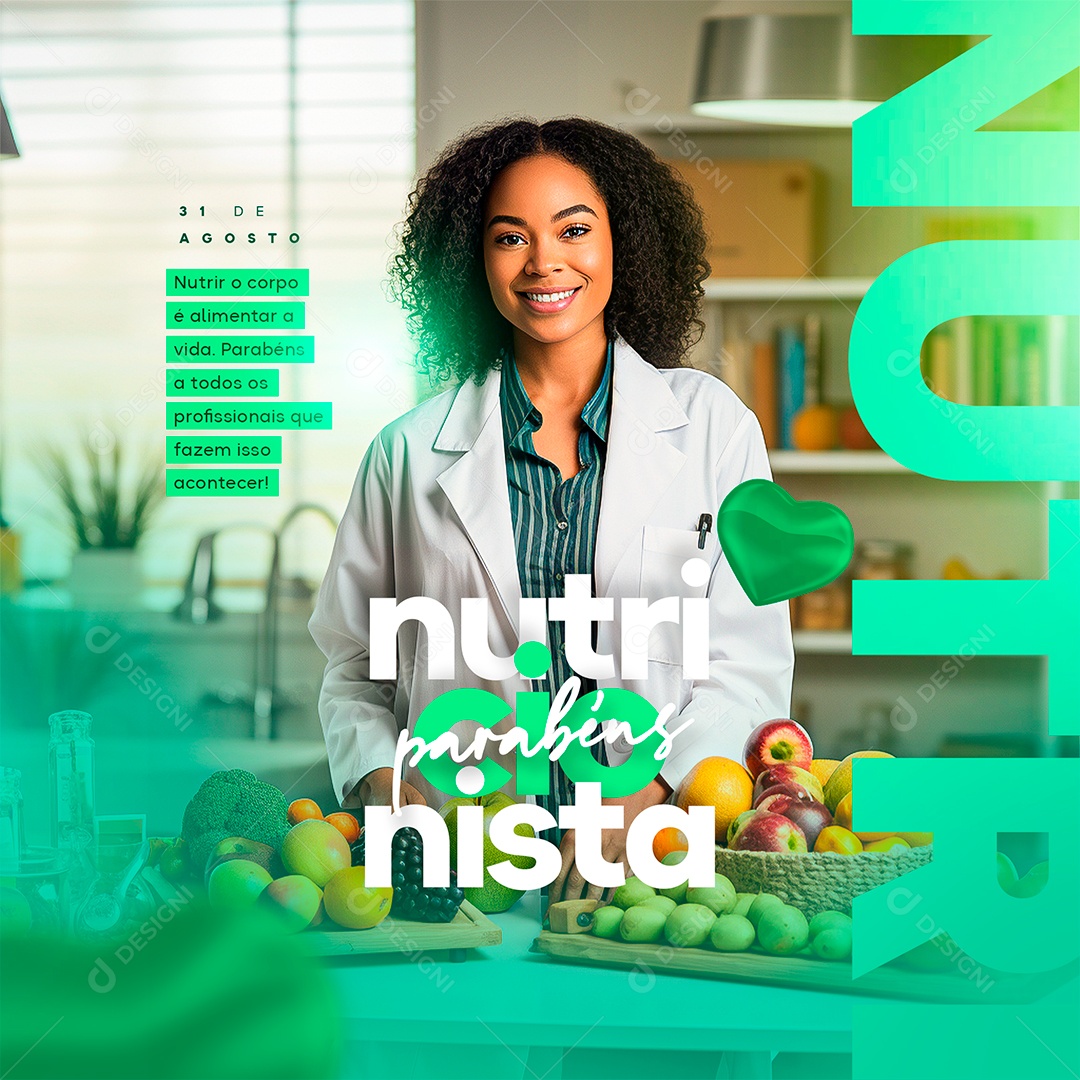 Parabéns Dia Do Nutricionista Nutrir o Corpo é Alimentar a Vida Social Media PSD Editável