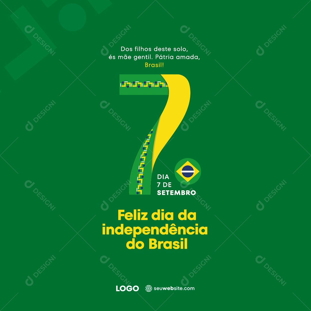 Feliz Dia Da Independência do Brasil 7 de Setembro Social Media PSD Editável