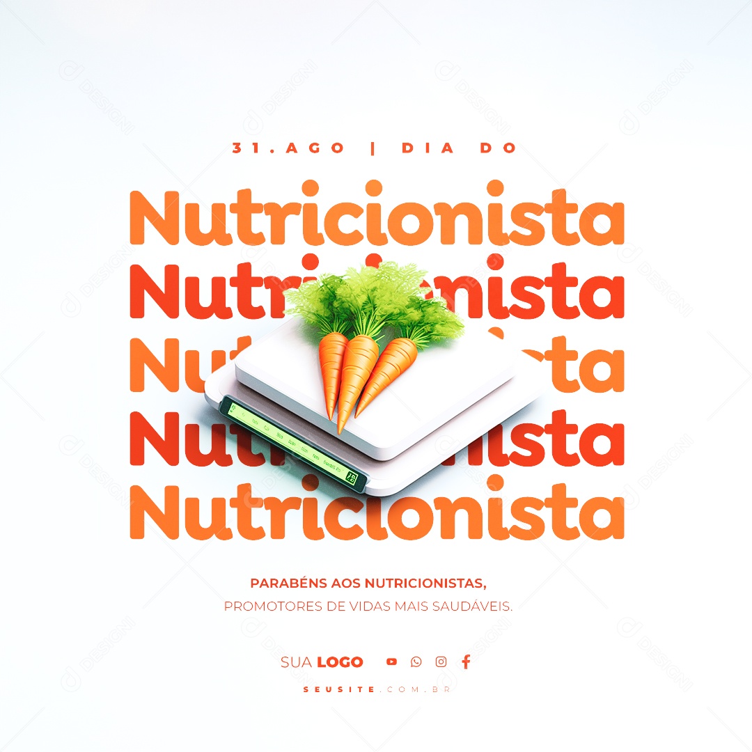 Parabéns Dia Do Nutricionista Promotores de Vidas Mais Saudáveis Social Media PSD Editável