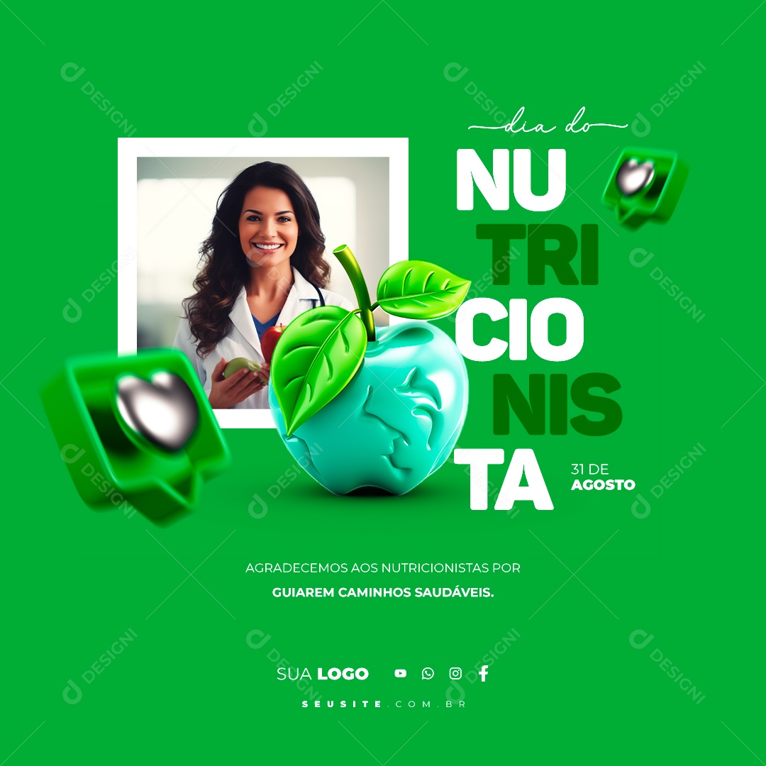 Dia Do Nutricionista Agradecemos aos Nutricionistas por Guiarem Social Media PSD Editável