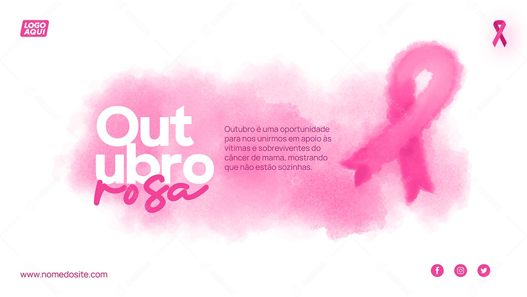 Social Media Banner Outubro Rosa Mês da Prevenção Vetor EPS Editável
