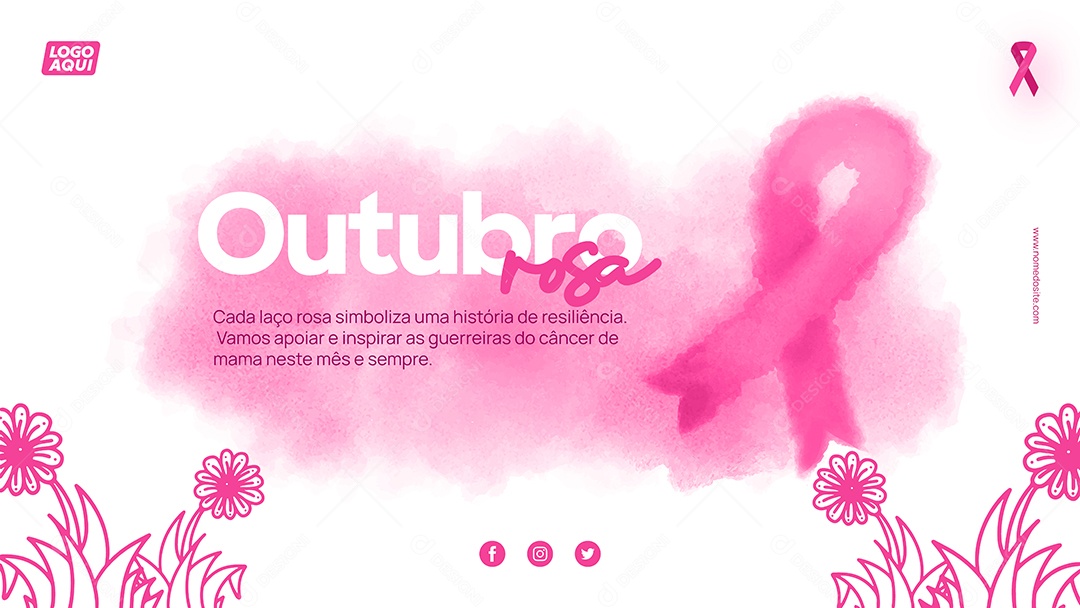 Social Media Banner Outubro Rosa Mês da Prevenção Vetor EPS Editável