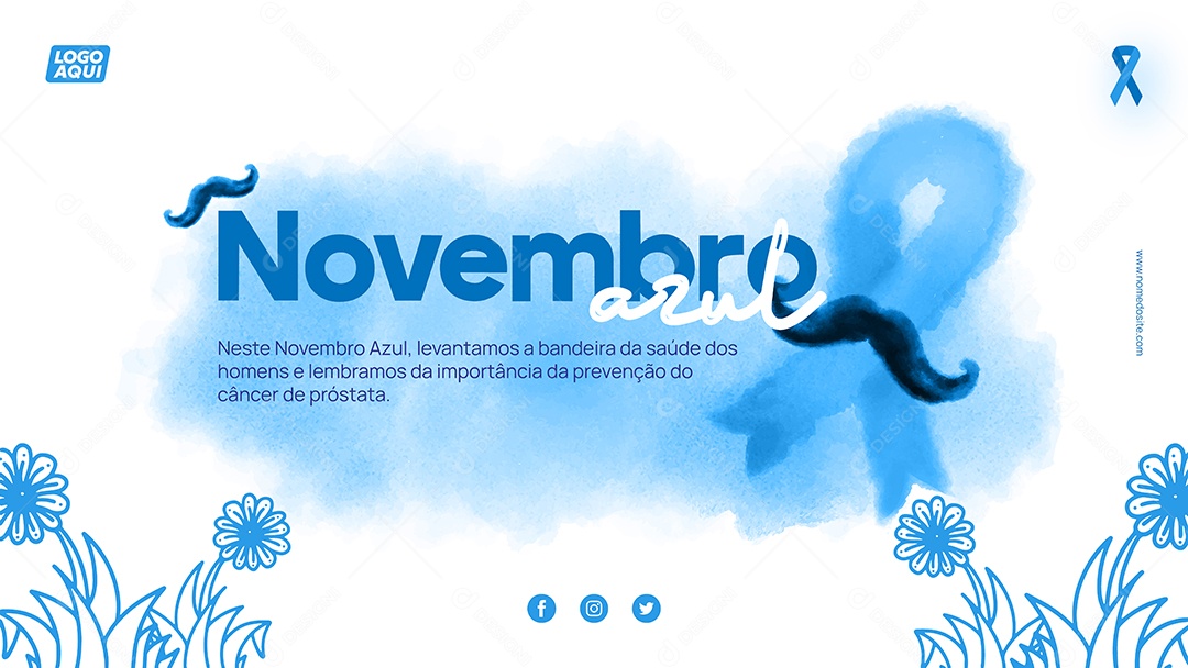Social Media Banner Novembro Azul Mês de Prevenção Vetor EPS Editável