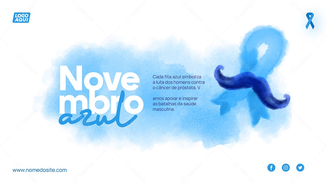 Social Media Banner Novembro Azul Mês de Prevenção Vetor EPS Editável