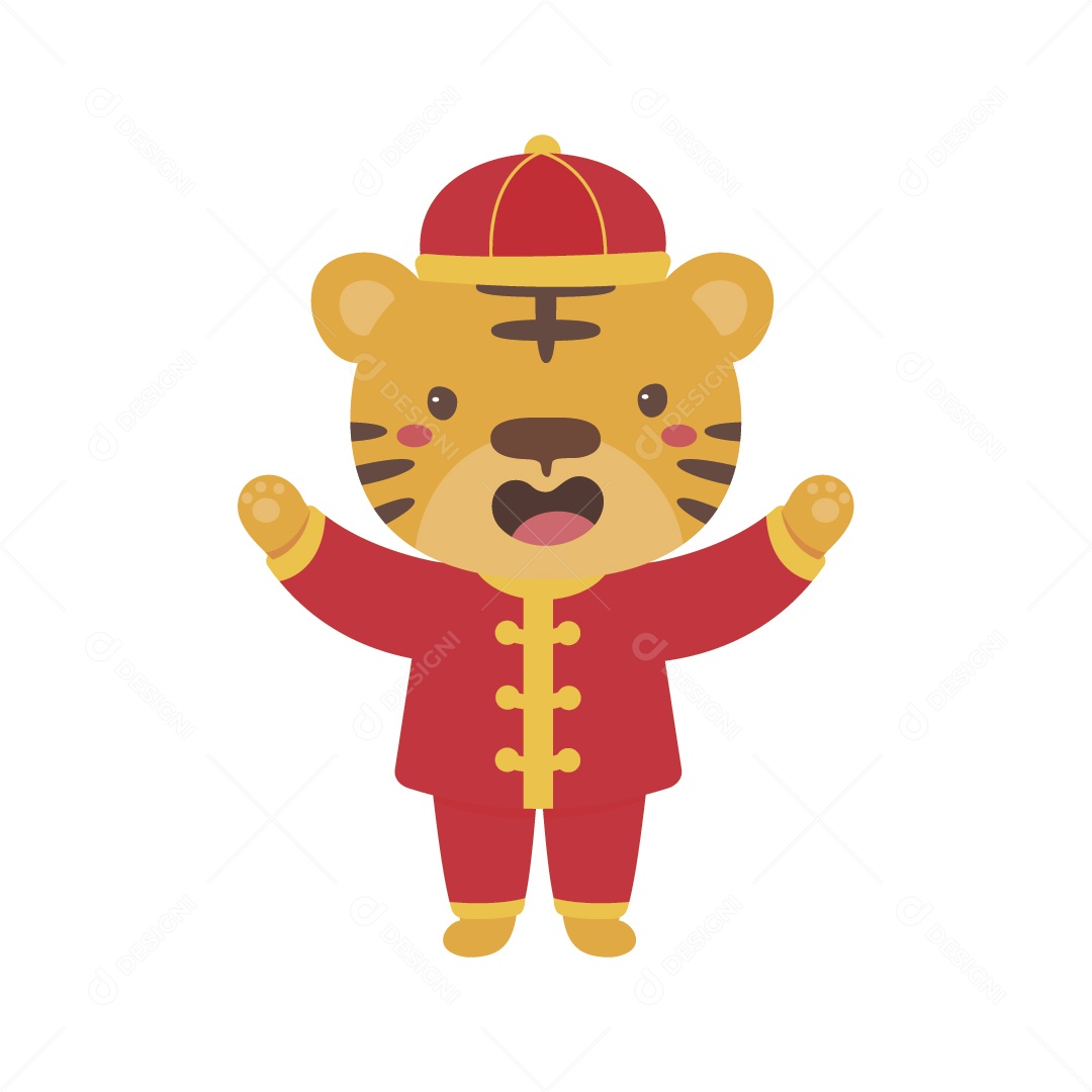 Personagem Tigre do Ano Novo Chinês Vetor EPS