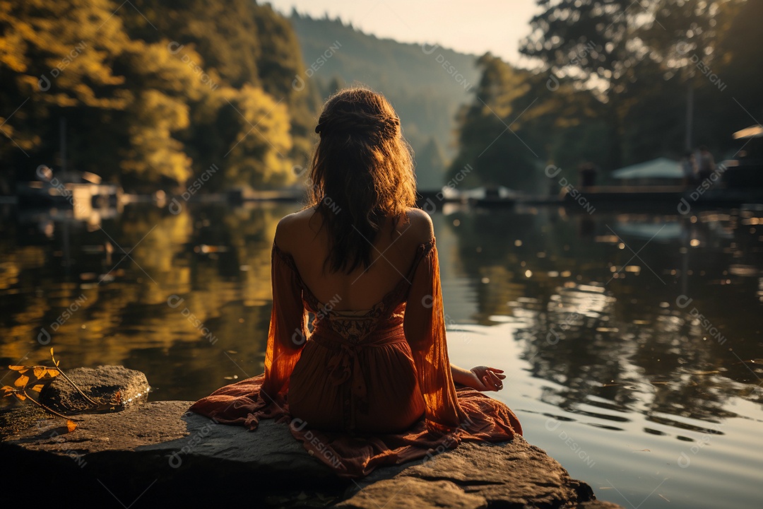 mulher praticando ioga ou meditação dentro de casa