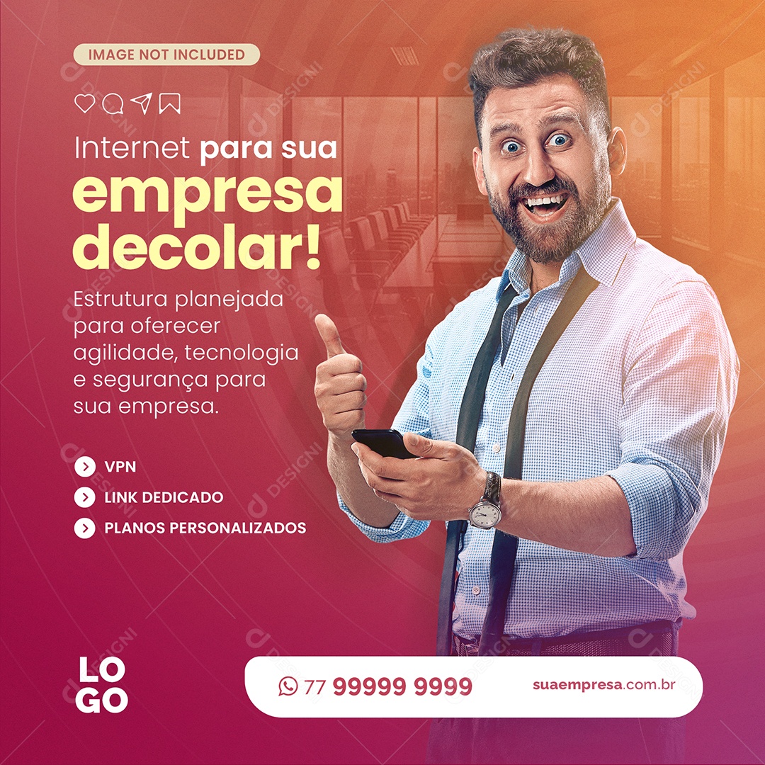 Provedor De Internet para sua Empresa Decolar Social Media PSD Editável
