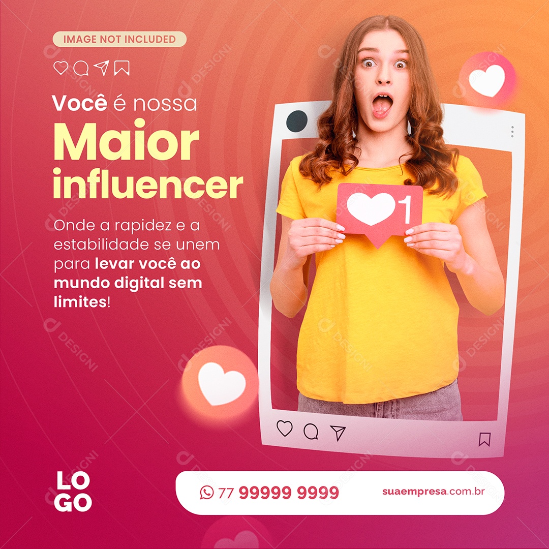 Marketing Digital Você é Nossa Maior Influencer Social Media PSD Editável