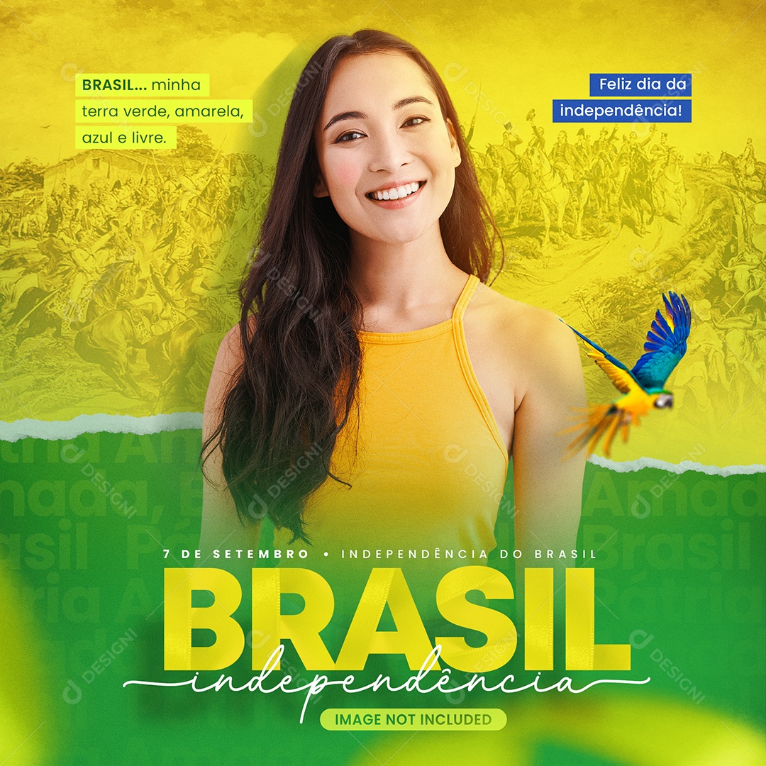 Dia Da Independência do Brasil Brasil Minha Terra Verde Amarela Azul e Livre Social Media PSD Editável