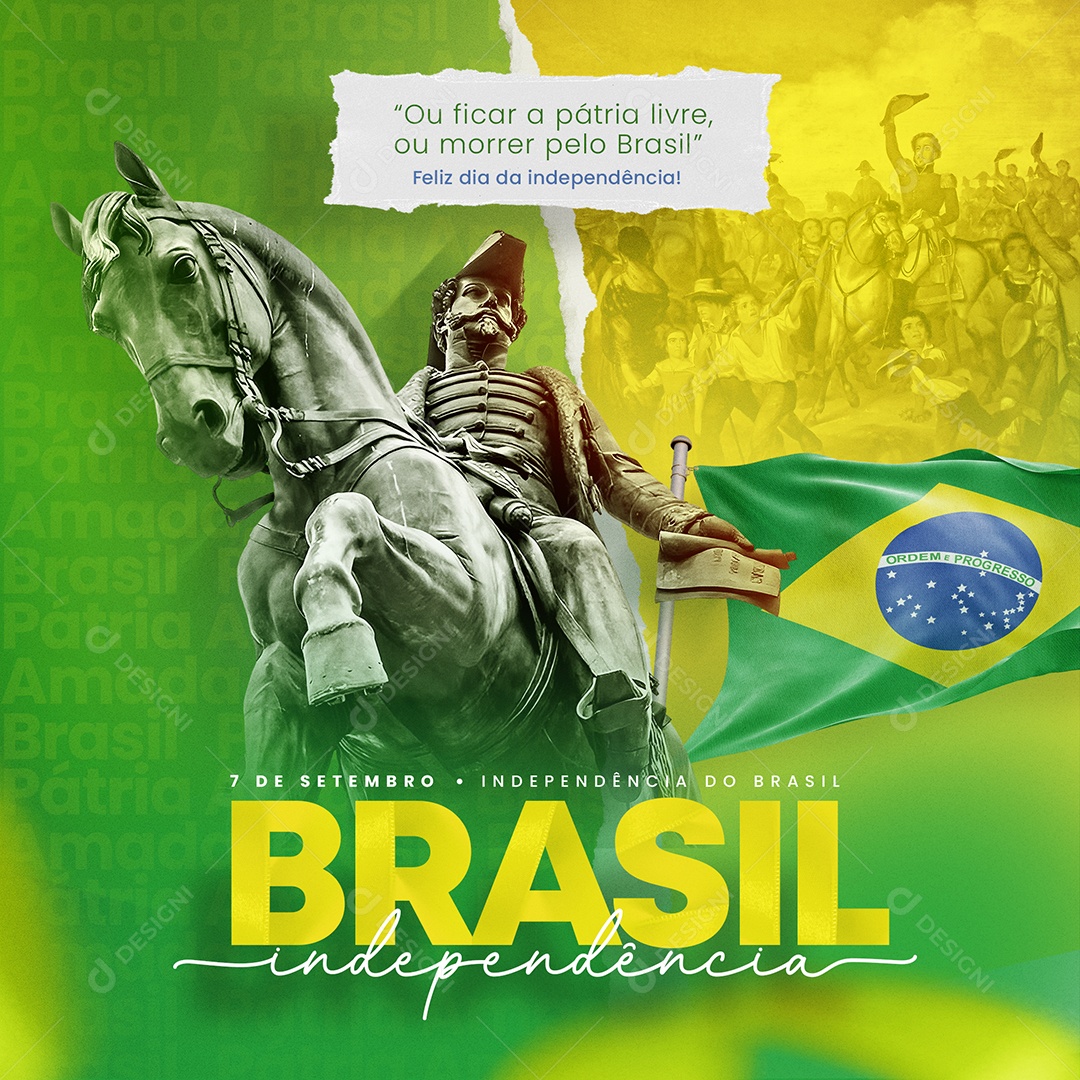 Dia Da Independência do Brasil Ou Ficar a Pátria Livre Social Media PSD Editável