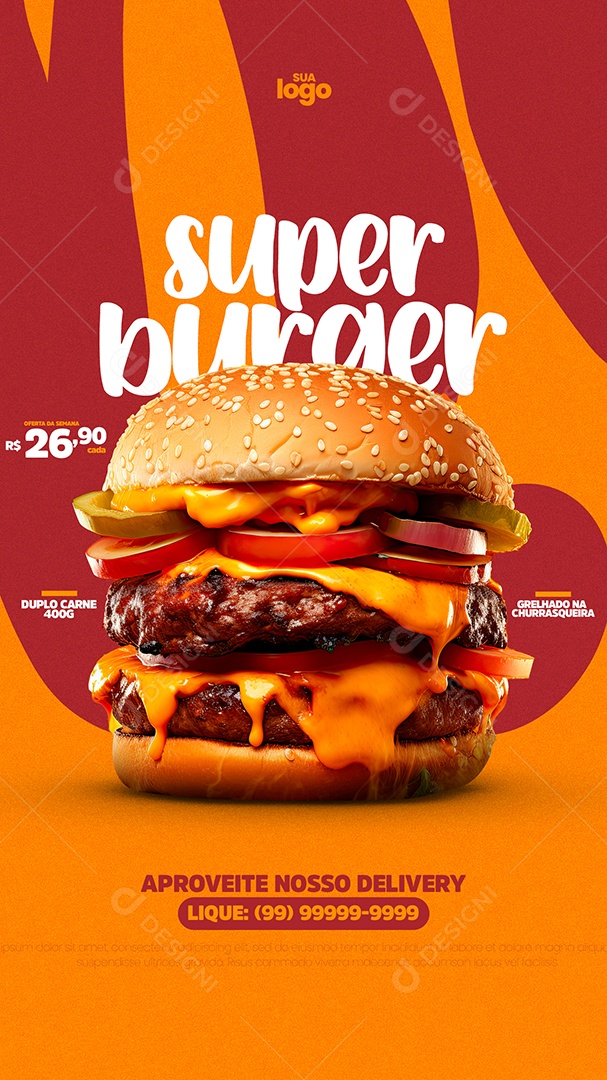 Story Super Burguer Aproveite Nosso Delivery Social Media PSD Editável