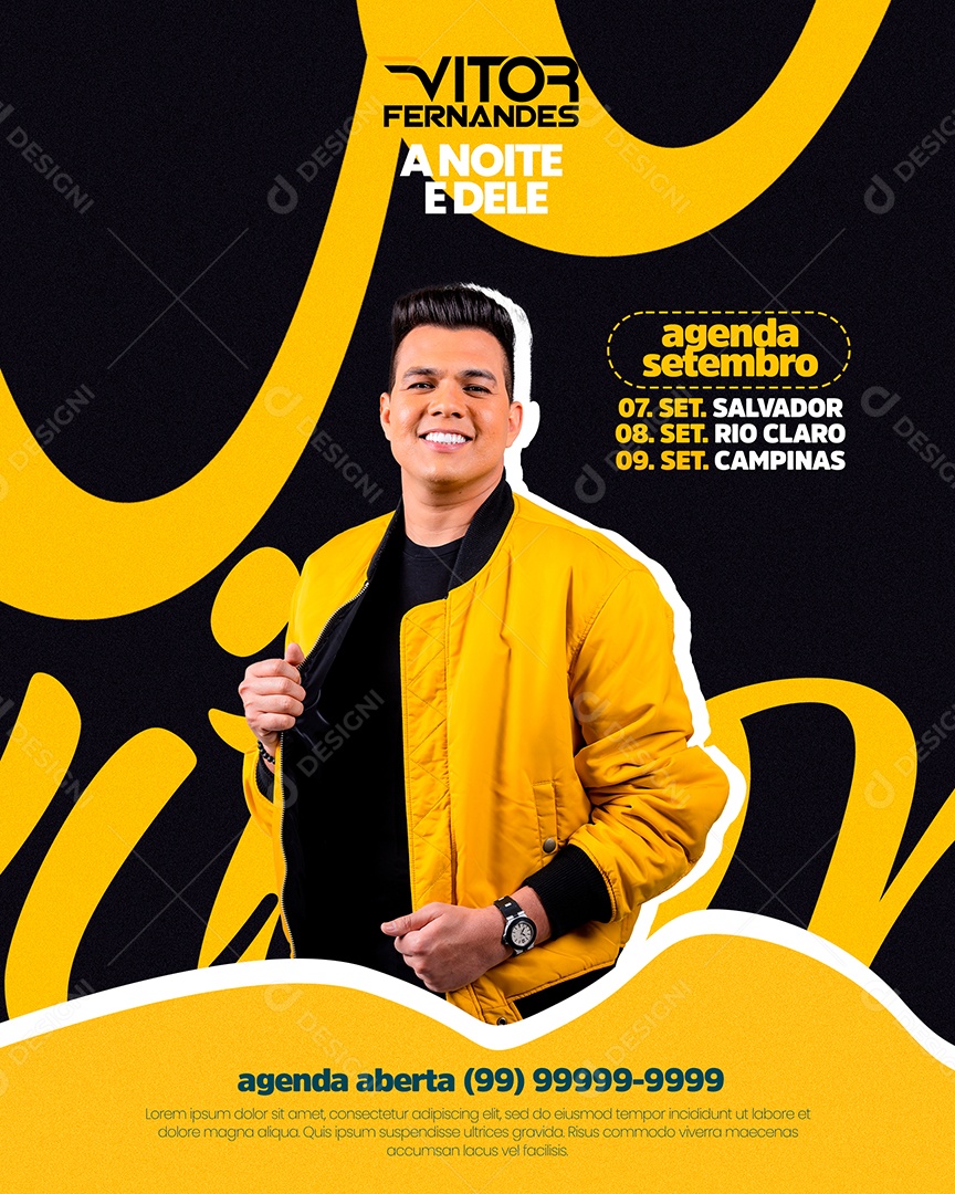 Social Media Flyer Feed Vitor Fernandes a Noite é Dele PSD Editável