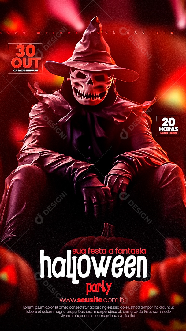 Social Media Flyer Story Sua Festa a Fantasia Halloween PSD Editável