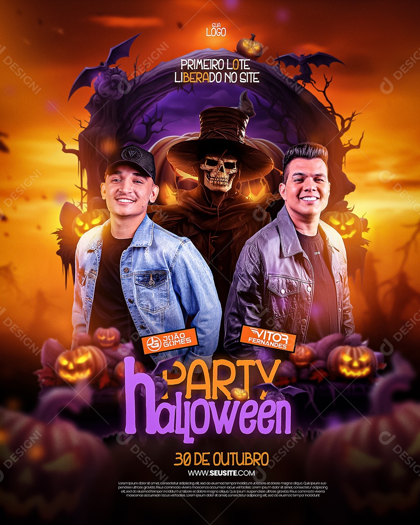 Flyer Feed Party Halloween João Gomes Vitor Fernandes Social Media PSD Editável