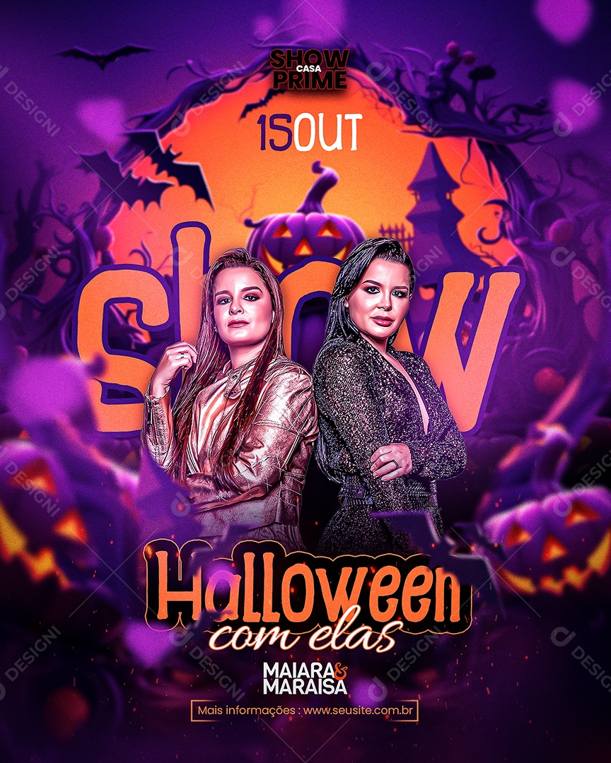 Social Media Flyer Feed Halloween Com Elas Maiara e Maraisa PSD Editável