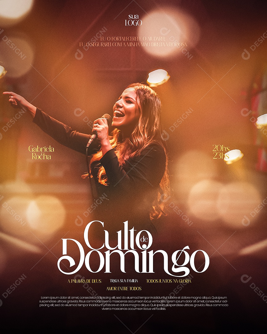 Social Media Flyer Feed Culto De Domingo Gabriela Rocha PSD Editável