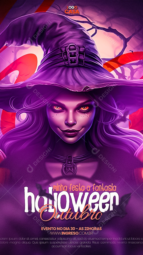 Flyer Story Festa Fantasia Halloween Social Media PSD Editável