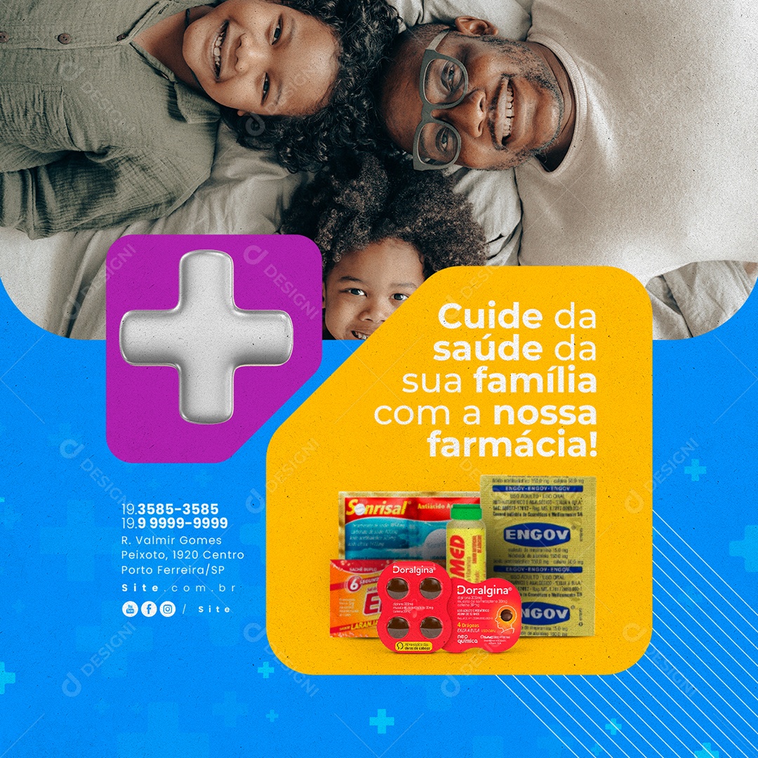 Pharmacy Take Care of Your Family's Health Editable Social Media PSD