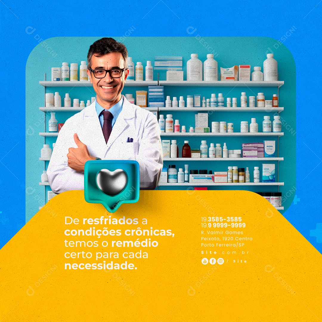 Farmácia De Resfriado aa Condições Crônicas Social Media PSD Editável