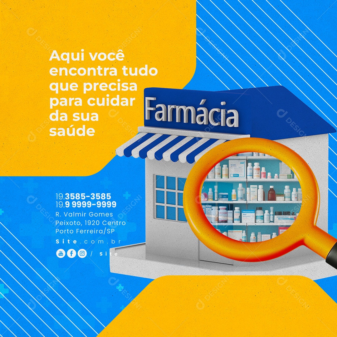 Farmácia Aqui Você Encontra Tudo que Precisa Social Media PSD Editável