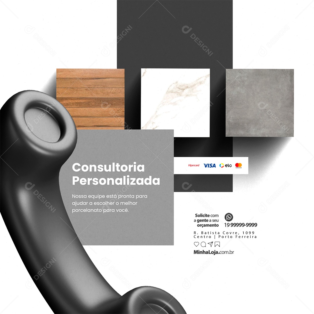 Loja de Porcelanato Consultoria Personalizada Social Media PSD Editável