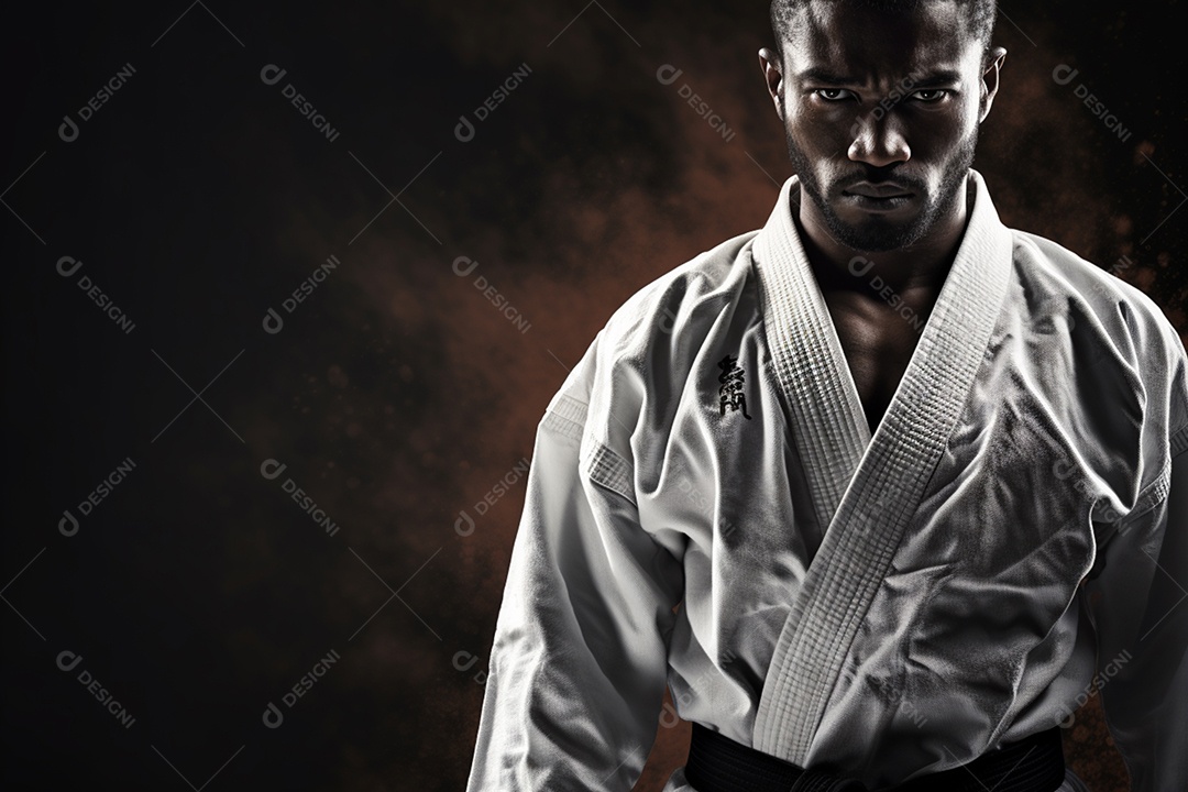 Homem com kimono roupa apropriada para Karate