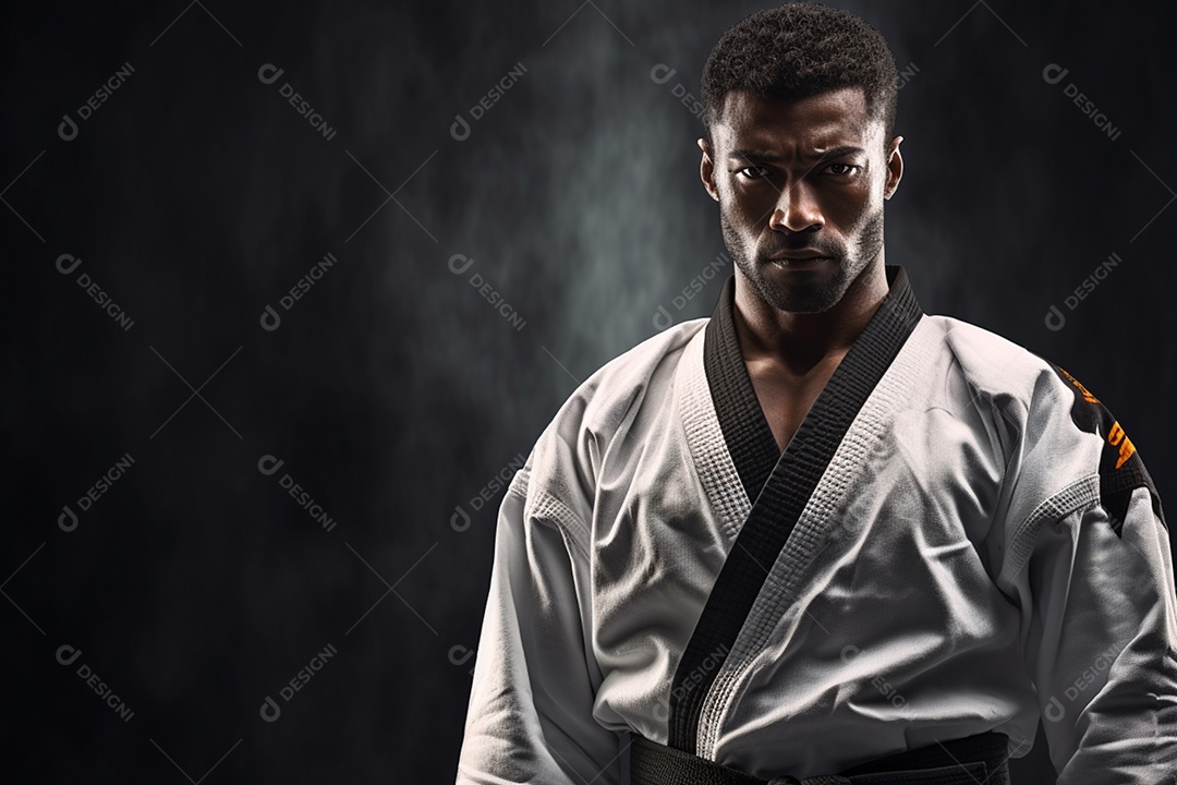 Homem com kimono roupa apropriada para Karate