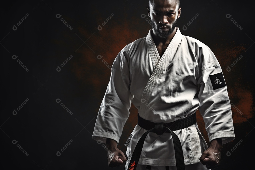 Homem com kimono roupa apropriada para Karate