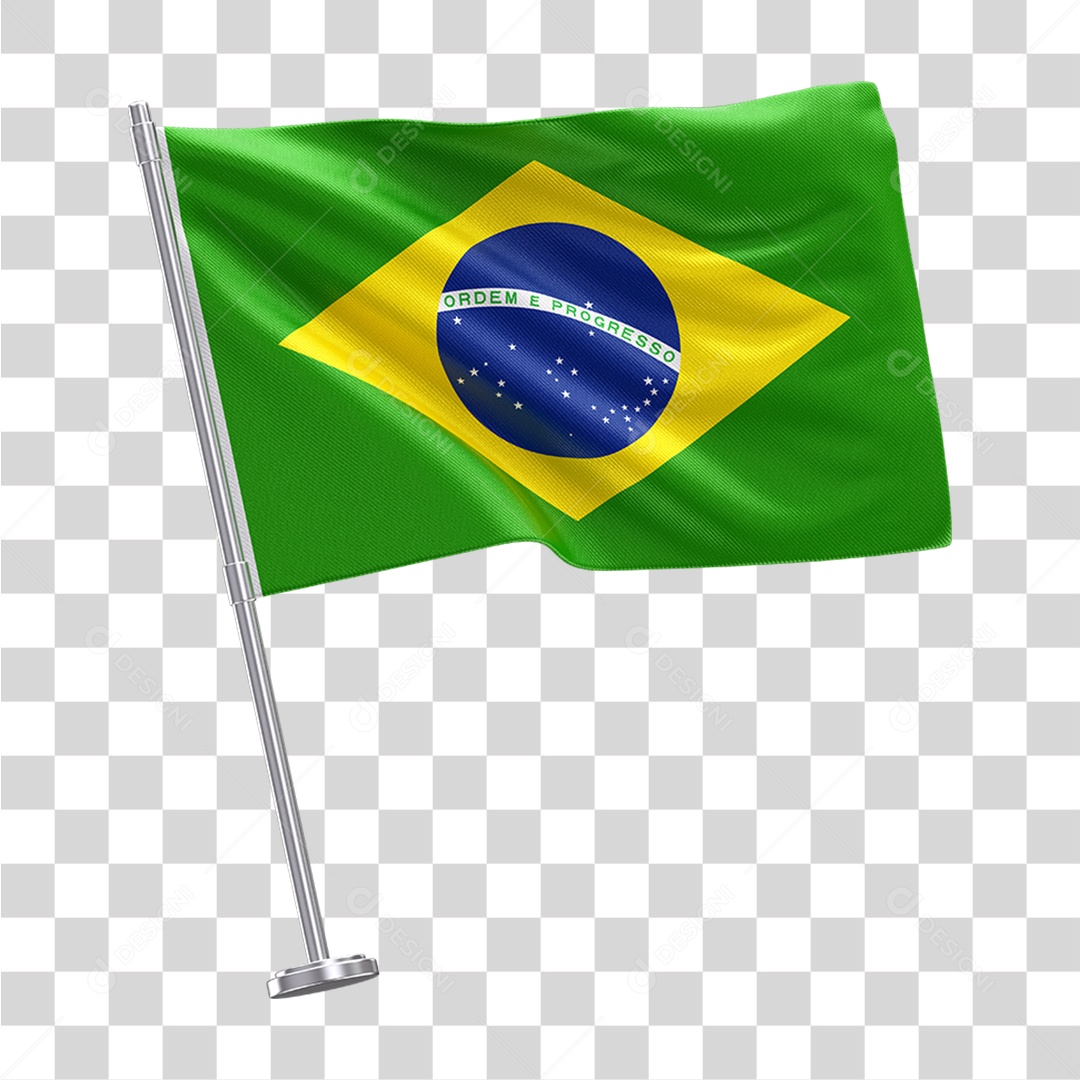 Elemento 3D Bandeira do Brasil PNG Transparente