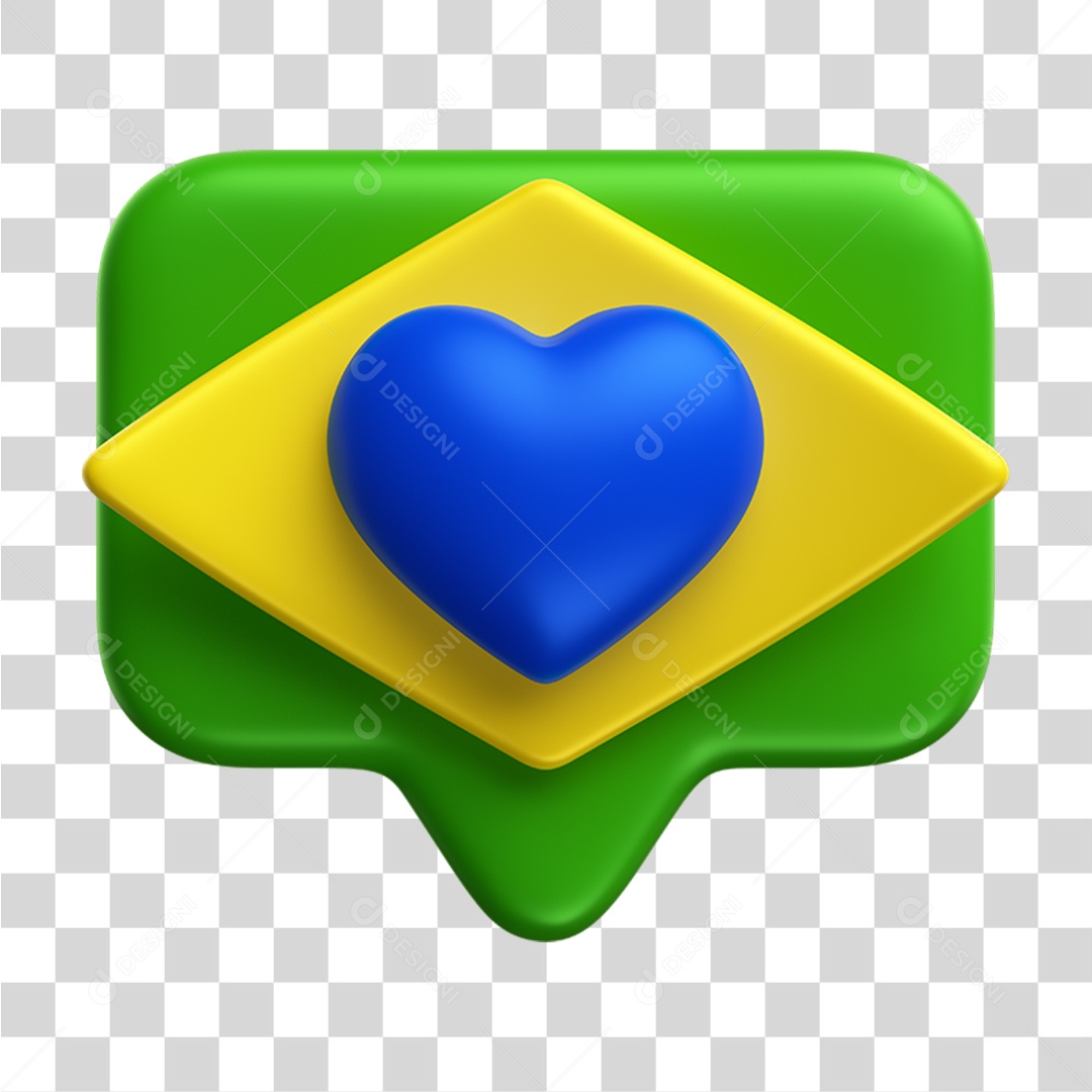 Elemento 3D Bandeira do Brasil PNG Transparente